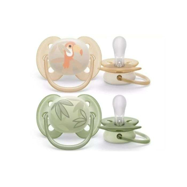 AVENT - Sucettes orthodontique ultra soft peau sensible 0-6 mois pack de 2
