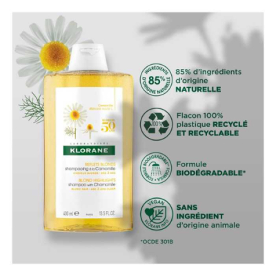 KLORANE - Shampooing a la camomille reflets blonds 400 ml
